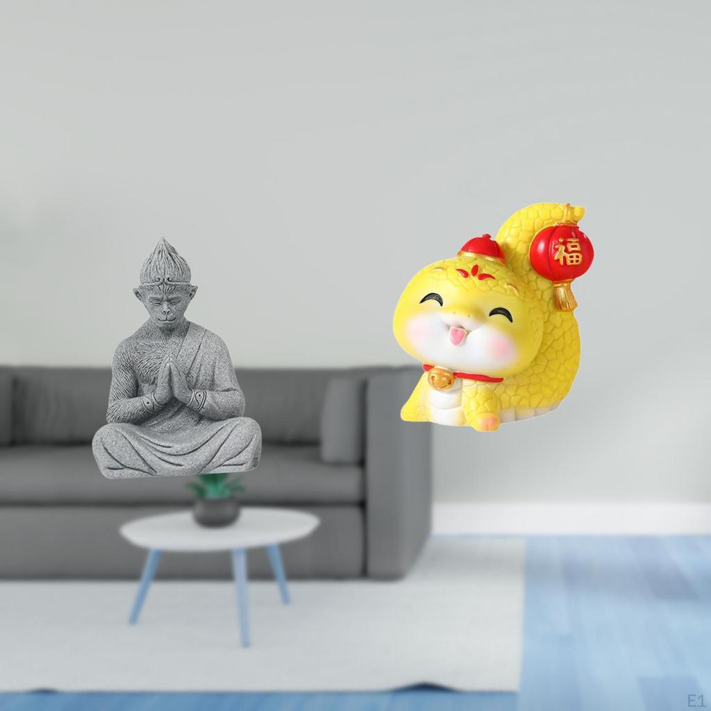 Monkey Buddha Cartoon Snake Statue Resin Figurine Sculpture Decorative Collectible Miniature