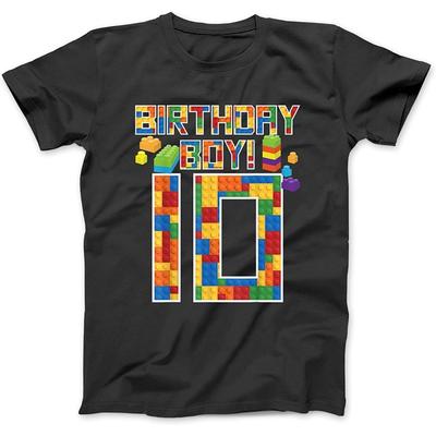 Cute 10th Birthday Gifts 10 Years Old Block Building Boy Kid T-Shirt OCT Mens Womens Tank Top Sweatshirt Hoodie Black