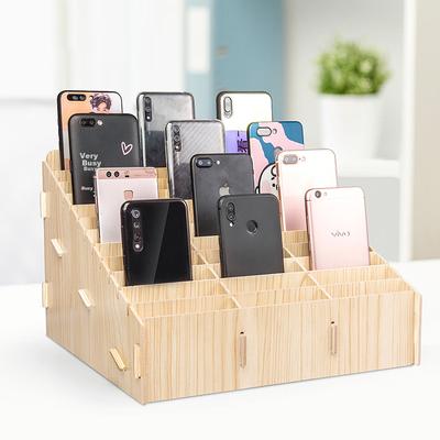 Jinlongxing Wooden Desktop Multi-Compartment Phone Storage Box for Office Meetings, Classrooms, And Schools, 36 Slots
