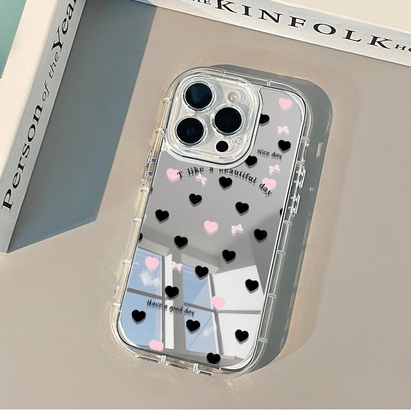 

Mirror Full Screen Love Flowers for IPhone16pro Max for Apple 14 Mobile Phone Case European and American 17Pro Korean Style For Apple 6