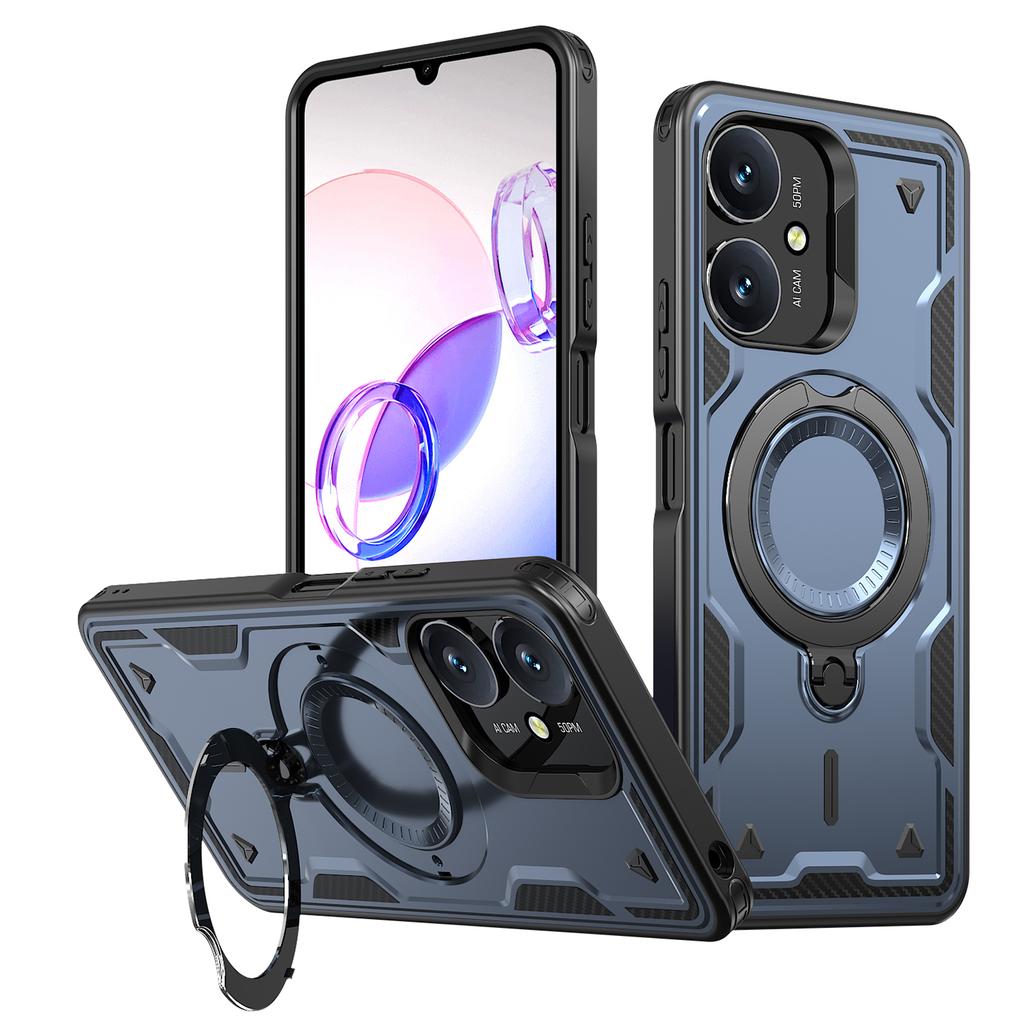 Magnetic Case For Xiaomi Redmi 13C 4G/5G/13R 5G/Poco C65 4G/M6 5G Military Protection PC+TPU Kickstand Phone Cover