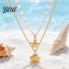 Layered Necklace Double Layer Shell Pendant Lightweight Hypoallergenic Women Faux