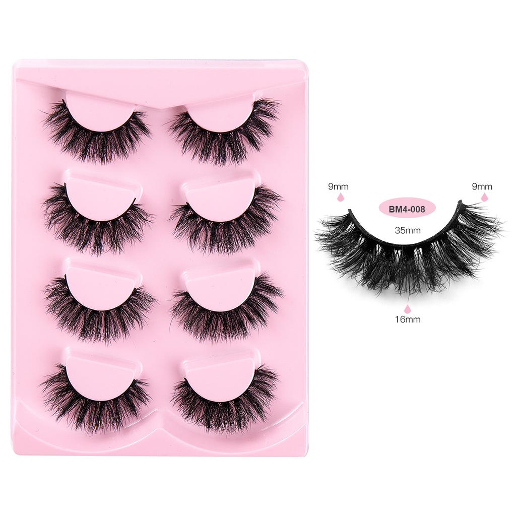 High Imitation Fried Mink Hair False Eyelashes Multi-Layer Dense Curled 4 Pairs Of Eyelashes