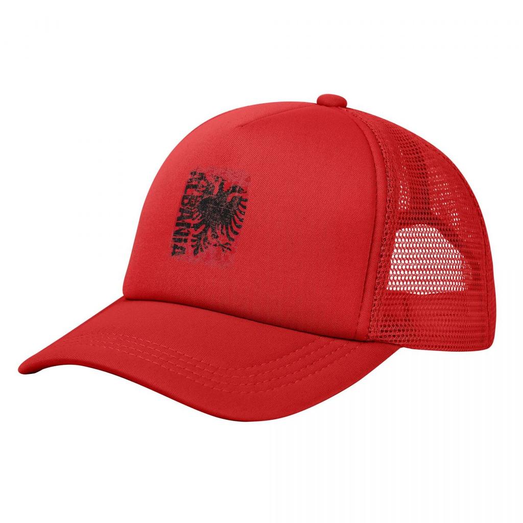 Albania Flag Vintage Distressed Albanian Mesh Baseball Cap Unisex Retro Trucker Hat Hat Breathable Racing Cap Summer Trucker Cap