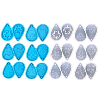 Ohrring Harzform Kleeblatt Ornament Silikonform Epoxidharz Gießen mit Loch für DIY Handwerk Schmuckherstellung Anhänger