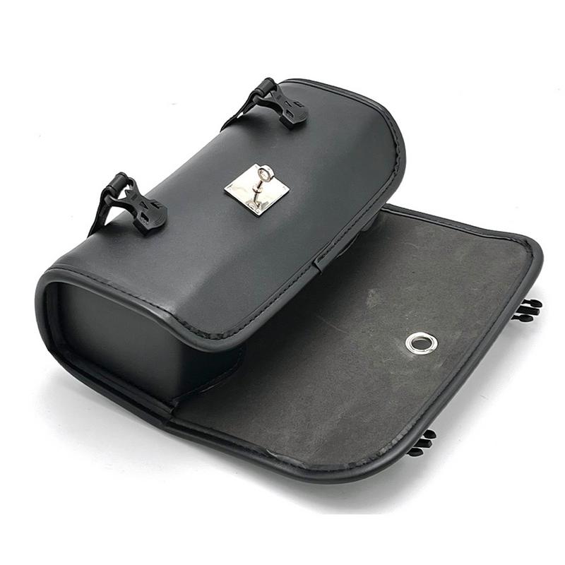 Motorrad Lenkertasche Motorrad Gabel Lenkertasche Mit Schloss Wasserdicht PU Leder Cool Retro Satteltasche Für Motorrad