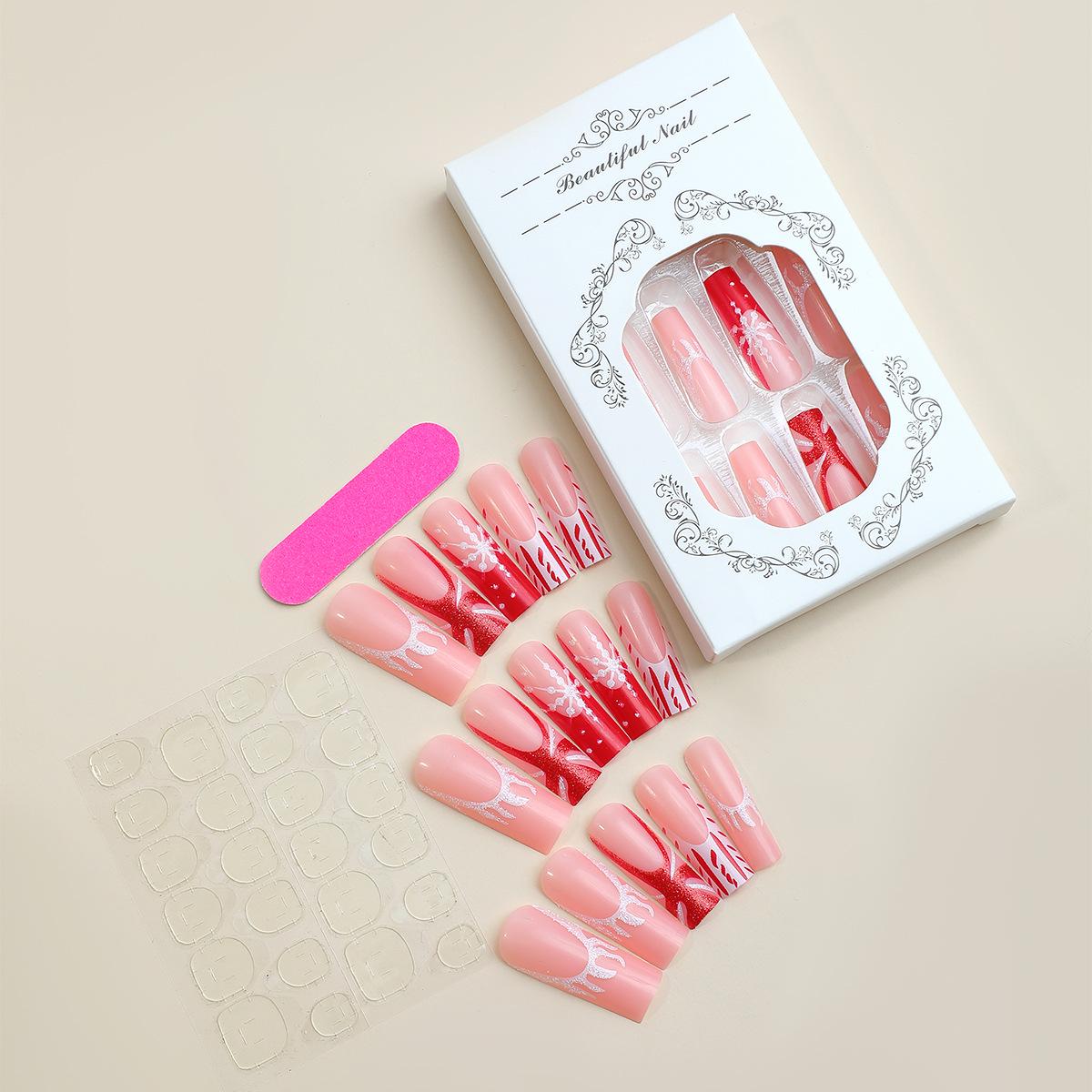 

European and American Christmas Water Pipe Snowflake Red Nail Stickers - Hot Selling Wearable & Removable Nail Art