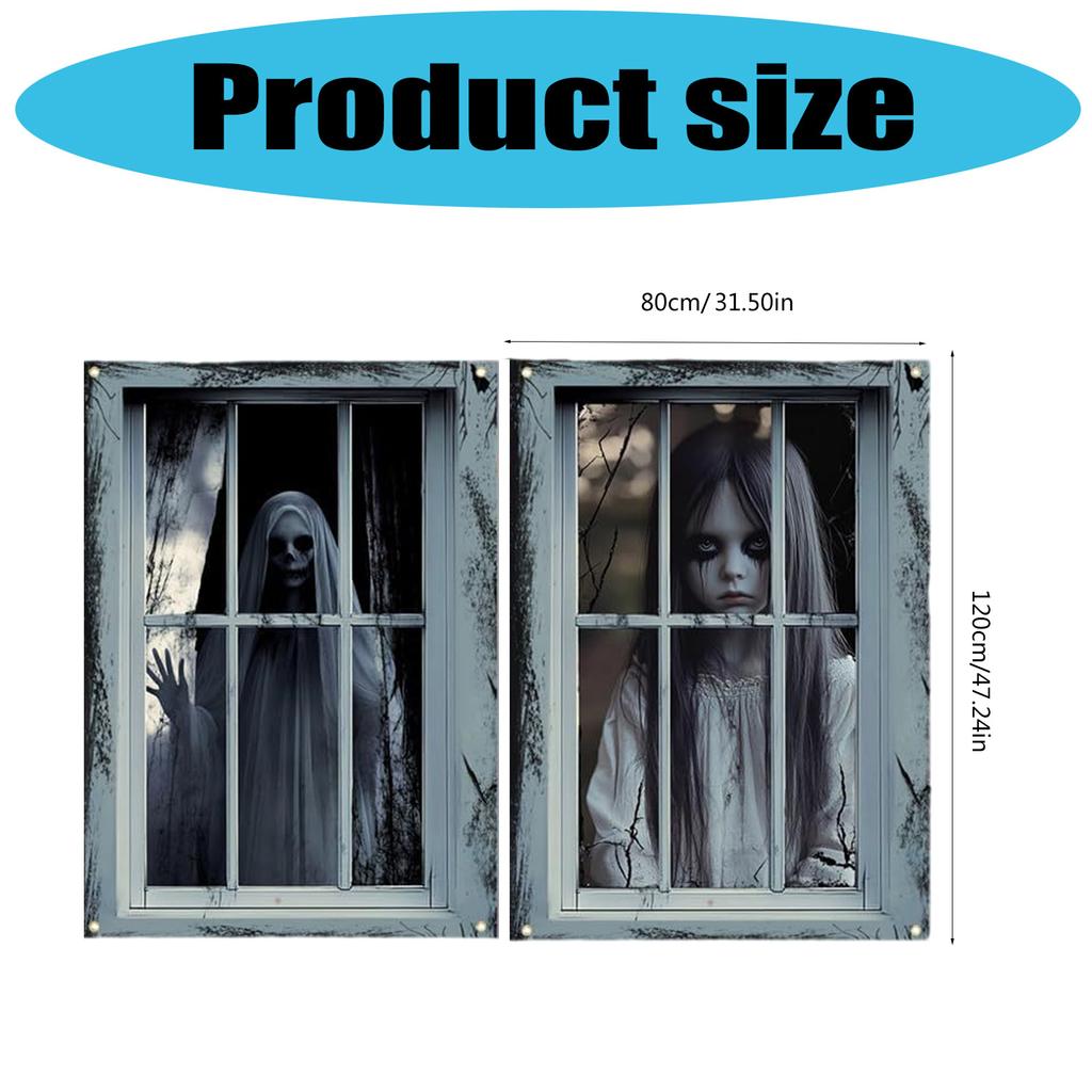 Halloween Horror Decoration Scary Ghostly Door Curtain For Window Party Background Hanging Fabric Polyester Washable