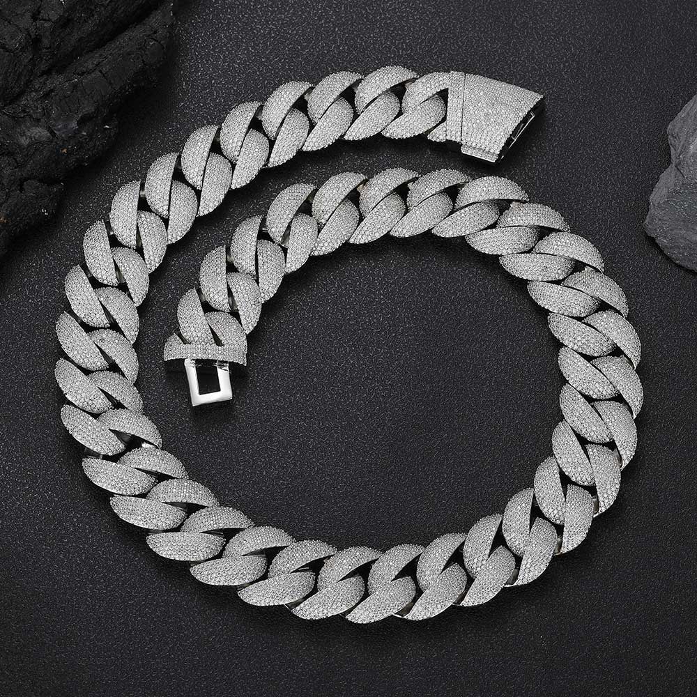 Nuoya High Quality 24mm Chunky Cuban Link Men Choker Jewelry Iced Out Full Diamond Cuban Link Chain Necklace for Women Necklace 18inch(45.72cm)