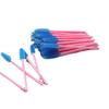 50-Pack Disposable Eyelash Brushes - Portable Pink-Handled Makeup Tool for Eyebrow and Eyelash Application.