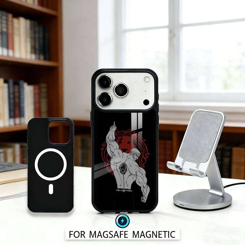 E-Escanor S-Sun Cartoon Phone Case Magnetic For iPhone17 16 15 14 13 12 Pro Max For Magsafe Wireless Charging Cover
