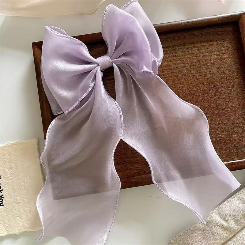 Large Hair Bow Clip with Long Tails Elegant Bows for Women Girls Hair Accessories