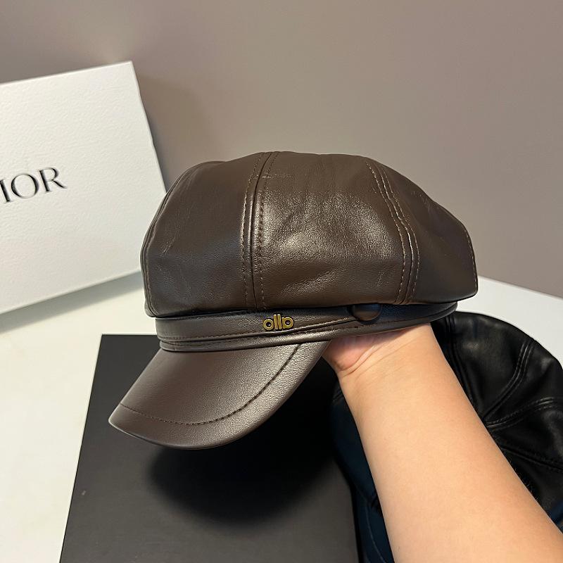New 2025 Autumn and Winter Pu Leather Octagonal Hat Children Internet Celebrity Painter Beret, Duck Tongue Ins Versatile