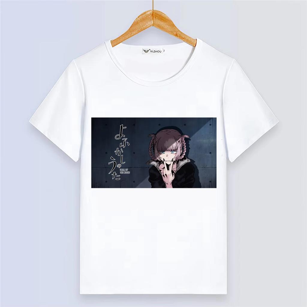 Breathable White Summer Short Sleeve Tshirt With Cartoon Print From Anime Call of the Night Unisex And Unisex TShirt