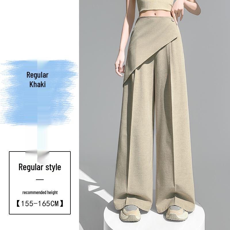 Gray Women s High-Waisted Tencel Wide-Leg Summer Pants L