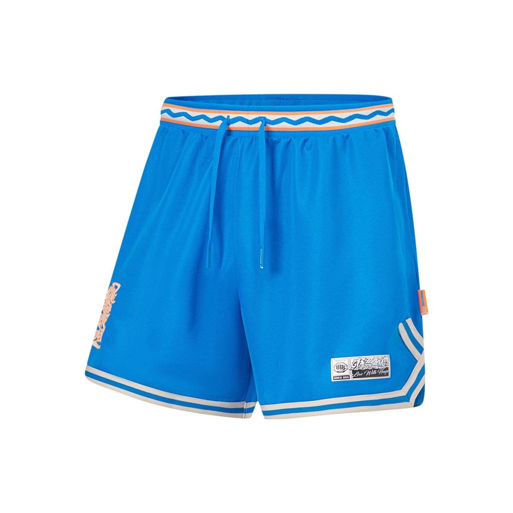 Li Ning Badfive Seven City Collaboration Chinese Character Print Quick-Dry Basketball Shorts Men Shorts Starry-Blue AAPT727-2