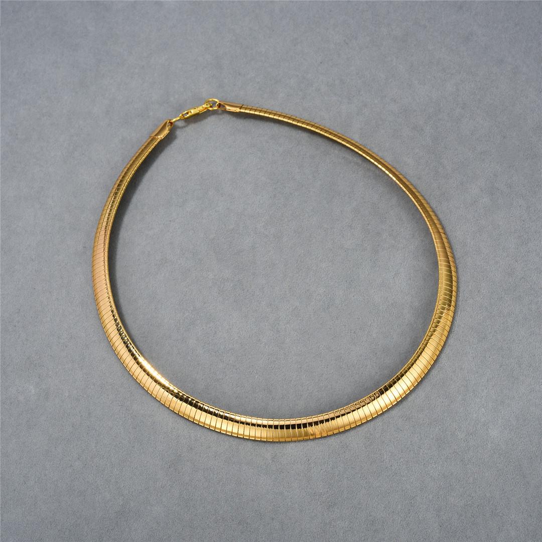 Премиальная Позолоченная 18K Настоящим Золотом Блестящая Цепь Змеиная Кость Плоская Змеиная Цепь Персональность Тренд Темперамент Стиль Ожерелье