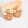 Bohemia Exaggerated Metal Sunflower Drop Earrings for Women Vintage Creative Gold Color Heart Stud Earrings Jewelry Accessories
