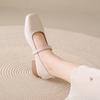Fashion 2024 New Square Toe Ballet Shoes Fashion Low Heel Mary Jane Shoes Silver Shallow Buckle Soft Sole Shoes Zapatos De Mujer
