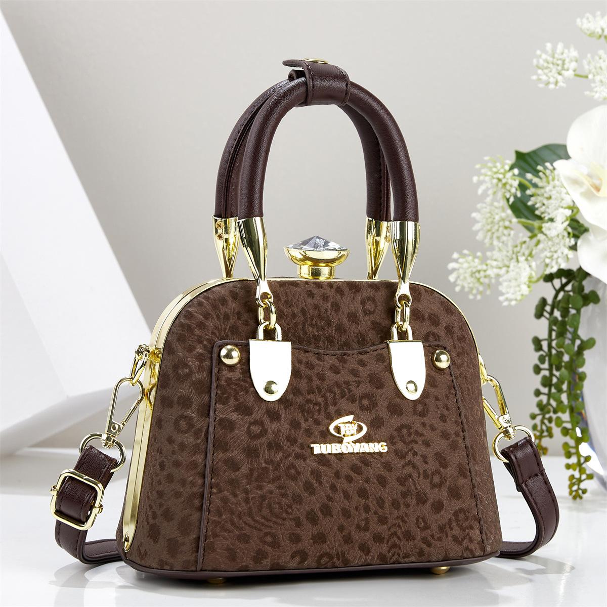 2026 New Retro Leopard Print Handbag Women s Crossbody Bag Temperament Versatile Single Shoulder Shell Bag