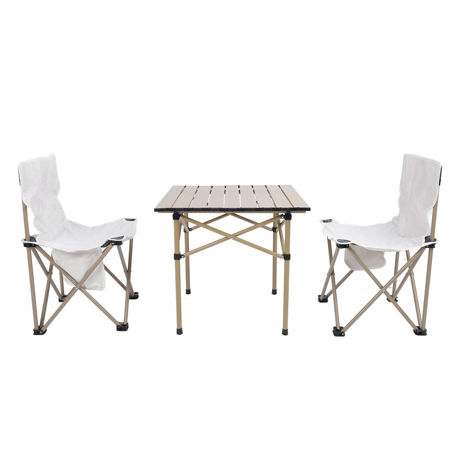 

Camping Table Chairs Set High Load Bearing Portable Folding Aluminum Alloy Camping Square Table Chairs with Storage