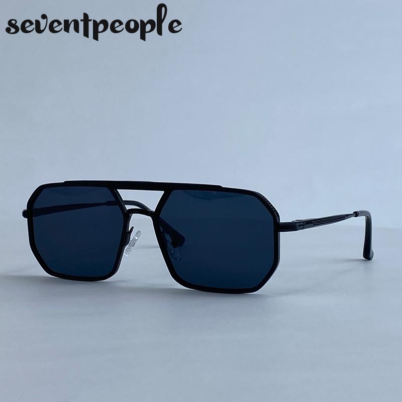 Steampunk Metal Square Sunglasses Men  Luxury Brand Vintage Double Beam Driving Sunglass Trendy Punk Shades For Male UV400