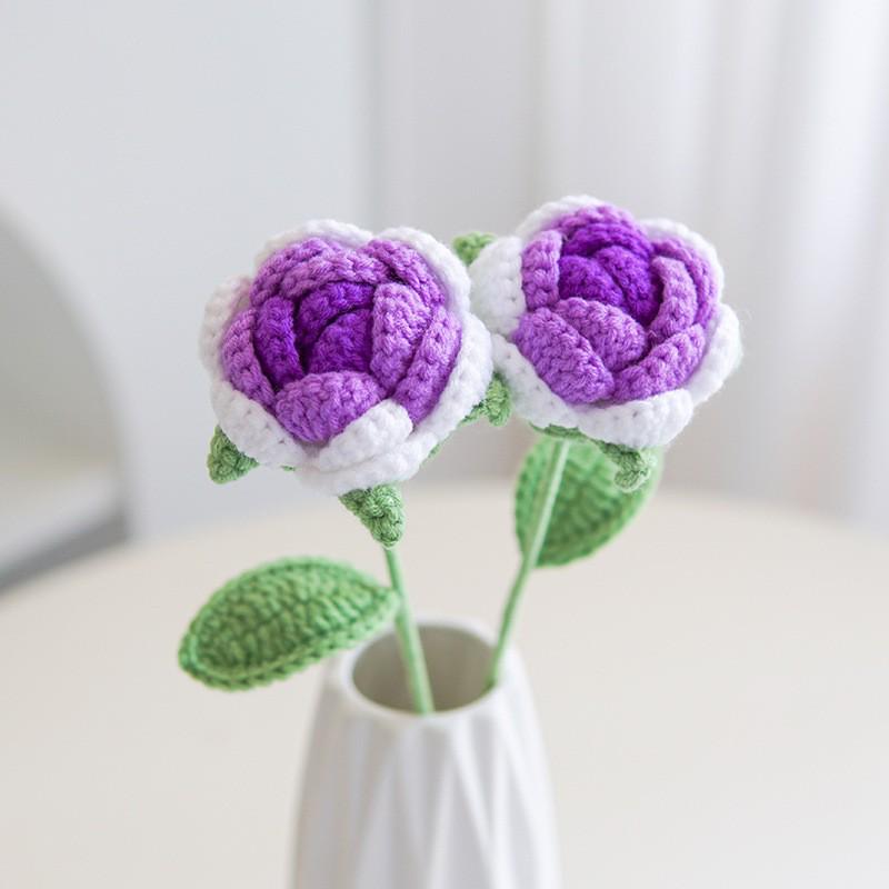Handmade Woven Yarn Knitted Faux Flower Bouquet