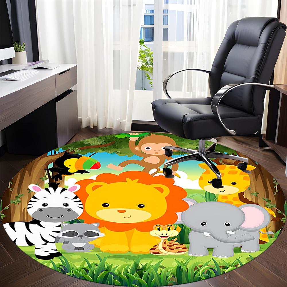 1pc Jungle Animals Chair Carpet for Office, Soft Flannel Throw Mat, Perfect for Office,Holiday Party Decoration Choice yy251113150