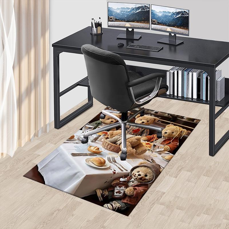 

1pc Teddy Bear Spaghetti Chair Mat - Anime Cartoon Design, Non-Slip Carpet for Office and Home Decor, Suitable for All Seasons.C033 60cm by 90cm