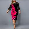 Moda Autunno Inverno Design Sexy Taglie Forti Abito Pacchetto Fianchi Donna Pizzo Stampa Hollow Out Abito Bodycon Oversize Chic Vestidos
