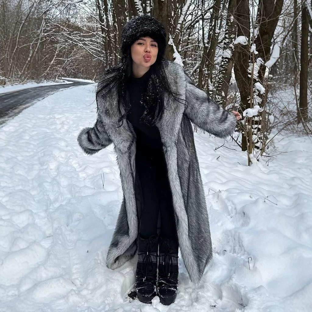 Russia popular extended fox fur imitation fur coat women's environmentally friendly artificial fur coat