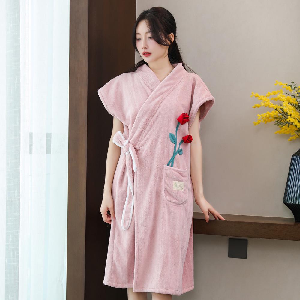 Women s Absorbent Bathrobe Towel: Wearable, Non-Pure Cotton, Adult Home Use, New Style