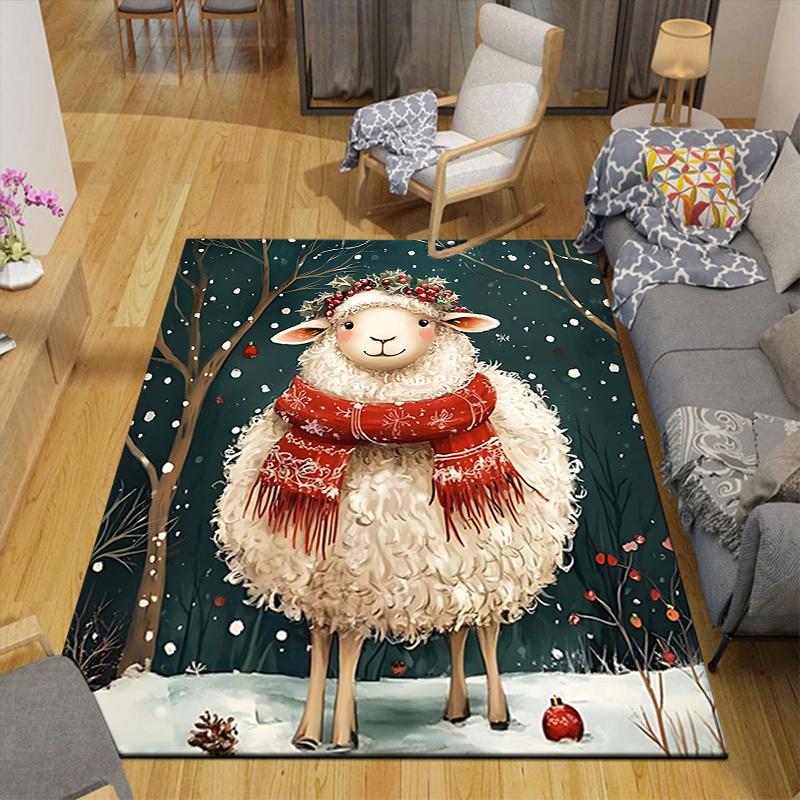 1Pc Christmas Candy Canes Rug Office Carpet Indoor Outdoor Doormat Nonslip Soft And Comfortable Living Room Christmas Halloween Gift D91841