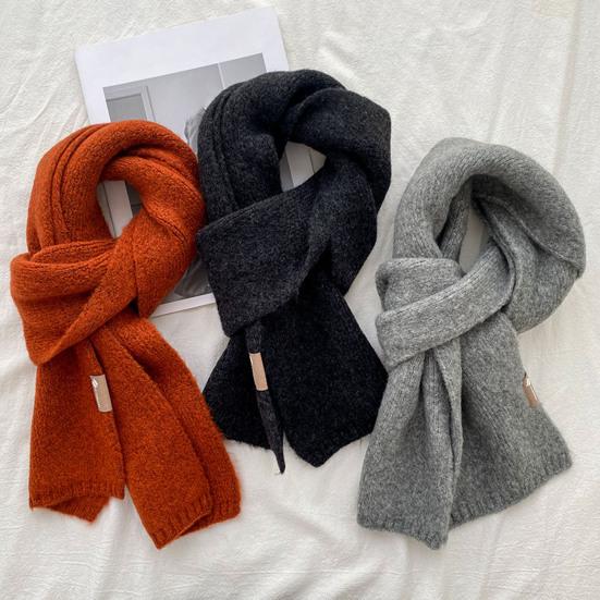 Winter Scarf Windproof Solid Color Soft Thick Knitting Keep Warm Cozy Unisex Korean Style Men Scarf for Outdoor