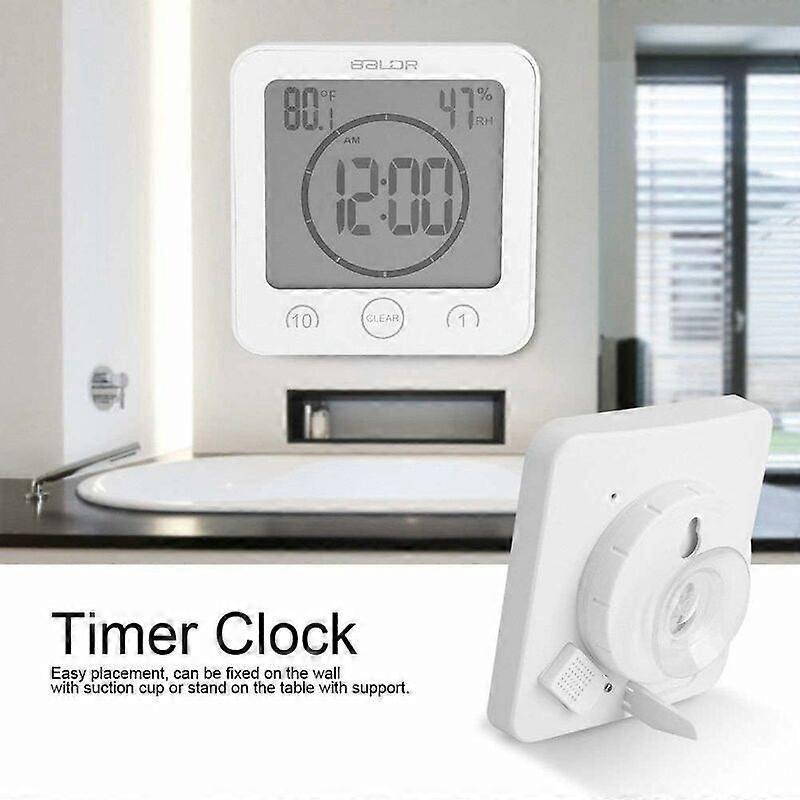LCD Digitale Duschuhr, Badezimmeruhr Wasserdicht Duschuhr Timer Temperatur Feuchtigkeit Wand Dusche Uhr Küche Timer (