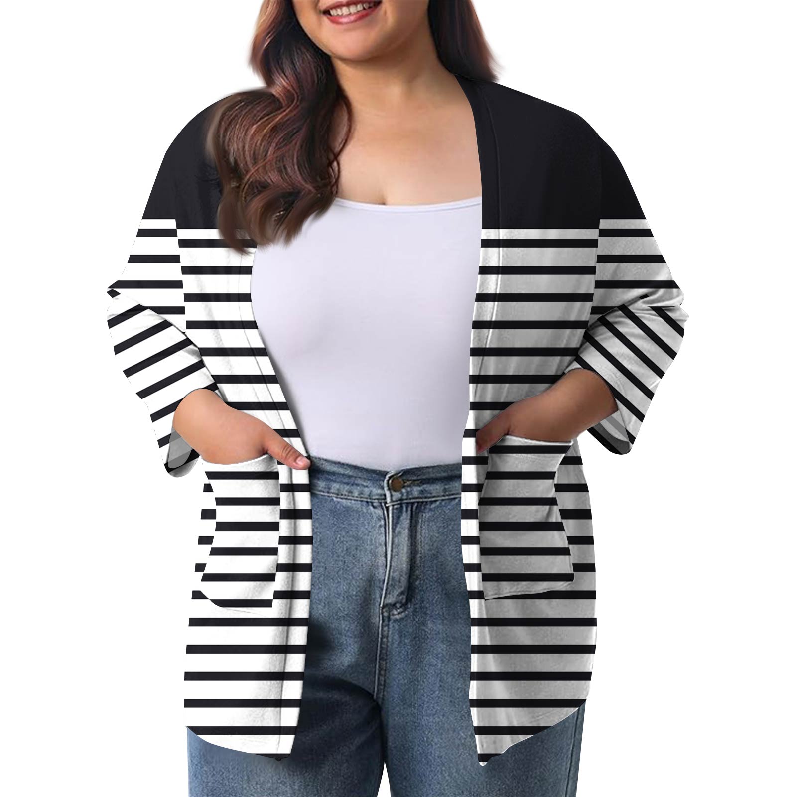 

Женский осенне-зимний модный повседневный однотонный кардиган-жакет длиной до середины бедра с рукавом 3/4 XXL