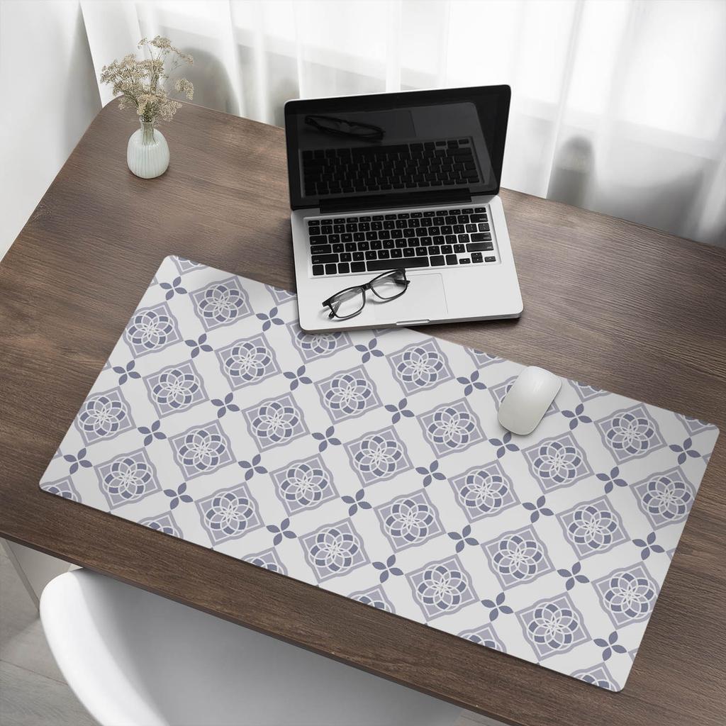 Protective Desk Mat Keyboard Mouse Pad Geometric Flower 100x50 Cm