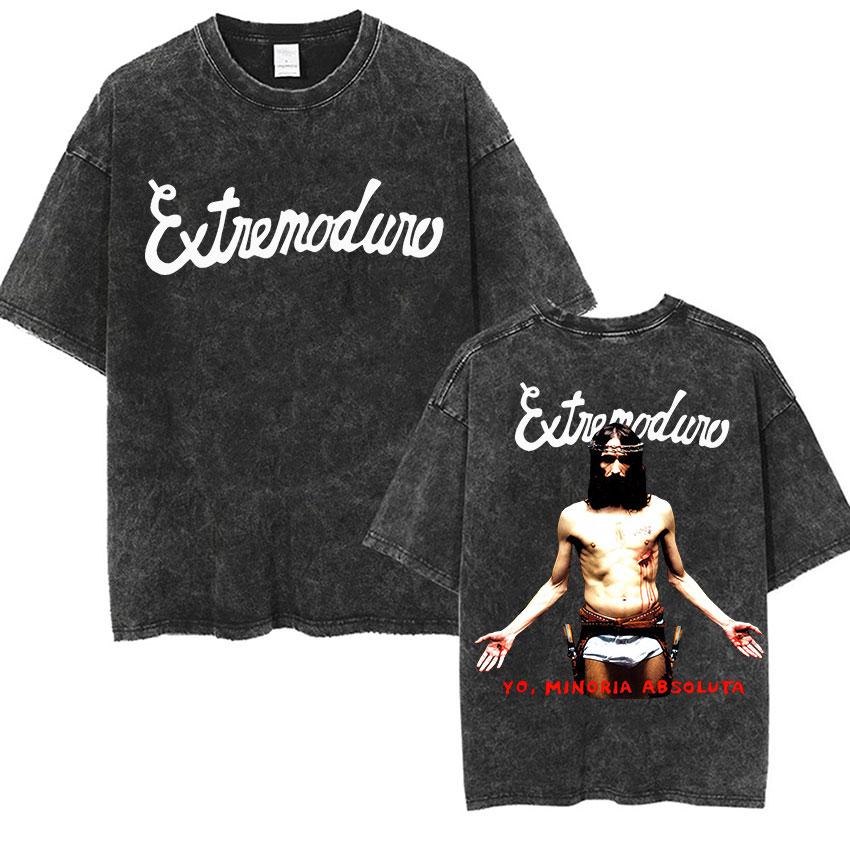 

Rock Punk EXTREMODURO Tour Vintage Washed T Shirts Unisexs Women Hip Hop Pop Music Oversized Cotton Tshirt Gothic Streetwear S