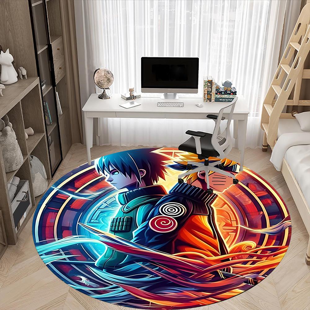 1pc Naruto Sasuke Office Round Area Rug, Under Office Chairs Bedroom Living Room Home Decor, Room Deco, Available in Various Sizes113