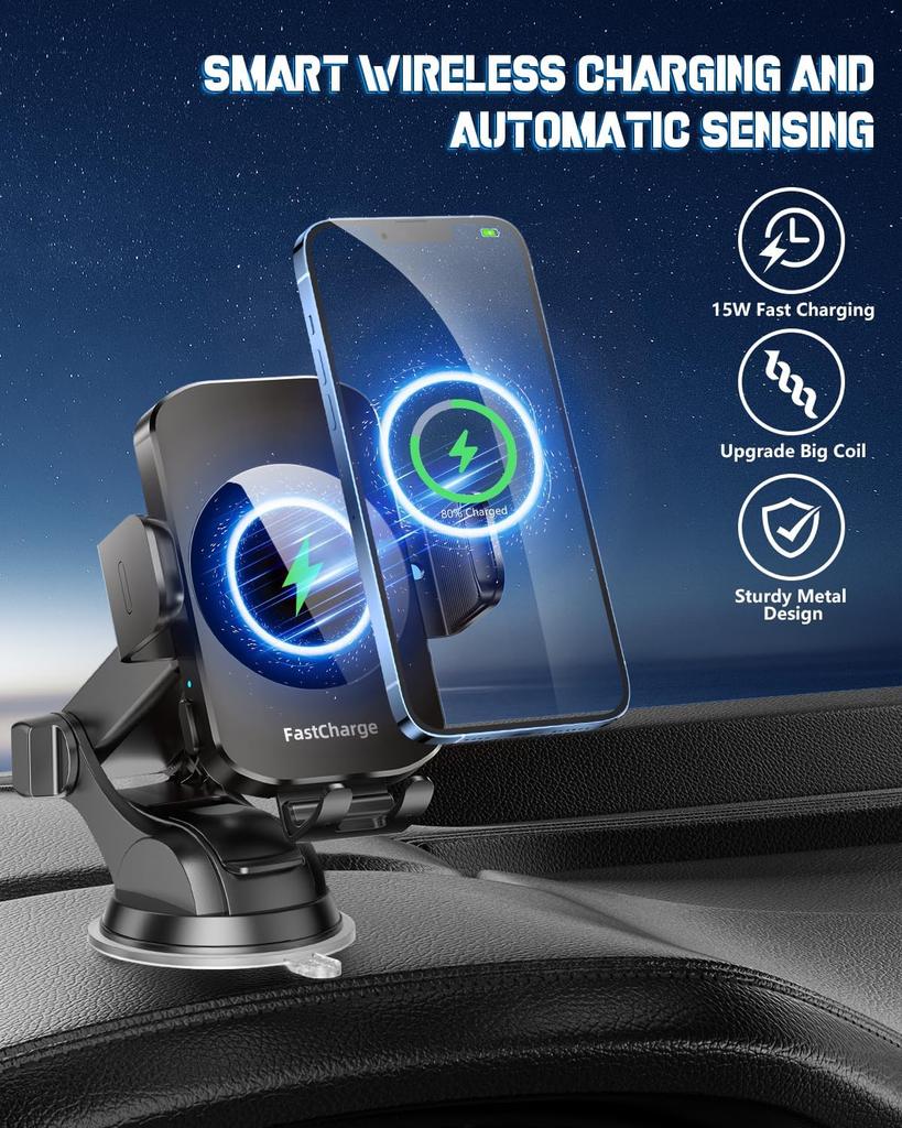 Wireless Car Charger, Fast Charging Phone Holder BothLin 3 in 1 Phone Mount Auto Clamping Car Accessories