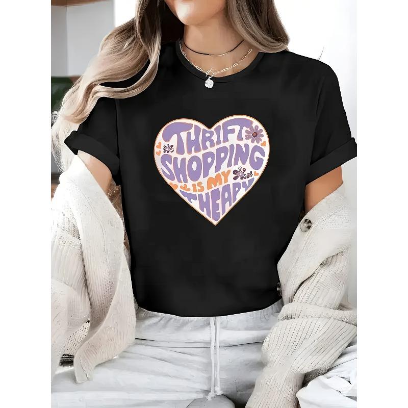 

Graphic Print T-shirt, Short Sleeve Crew Neck Casual Top for Summer & Spring, Women s Clothing 4XL