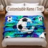 Fußball-Thema Weiche Decke Personalisierter Benutzerdefinierter Name Textdruck Warme Decke Zuhause Sofa Schlafzimmer Dekoration