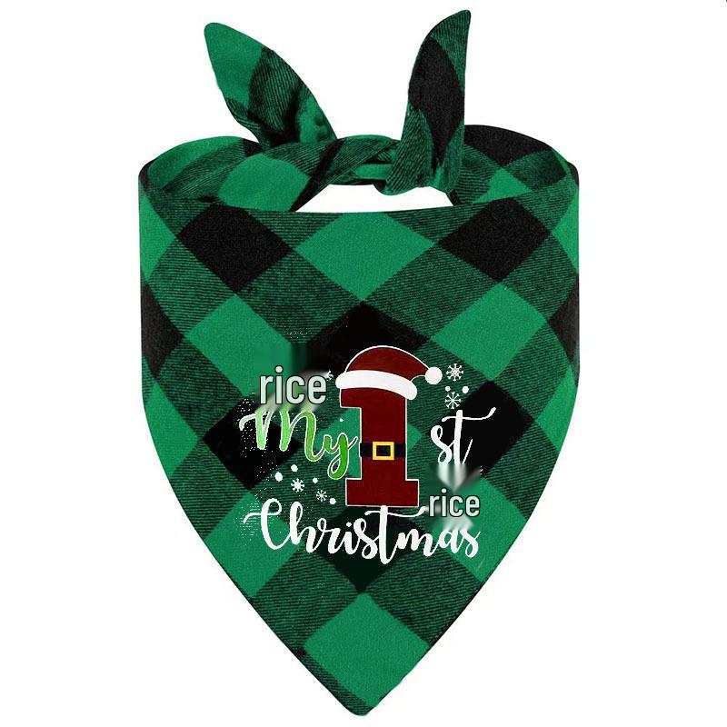 Personalisierter karierter Weihnachts-Haustierschal - Anpassbares Dreiecks-Lätzchen für Hunde und Katzen
