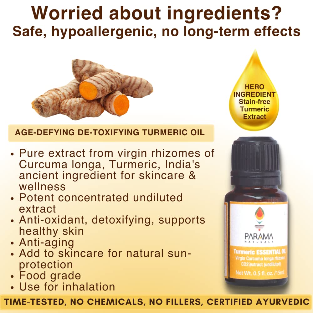 Pure Turmeric Essential Oil|100% Pure & Natural|Aromatherapy, Skincare & Hair Care| 15 ML