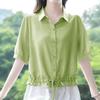Chemise d'été pour femme Design Tempérament Manches Courtes Revers Haut Décontracté