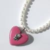 VERRYTASTE Heart Pendant Pearl Necklace - Pink