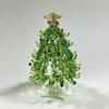 Decorative Glass Sculpture Glazed Christmas Tree Ornament with Star Topper, Colorful Party Table Decor Art, Faux Crystal Tabletop for Home Office Gift