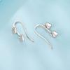 Silver double hanging HEART earrings with open hooks