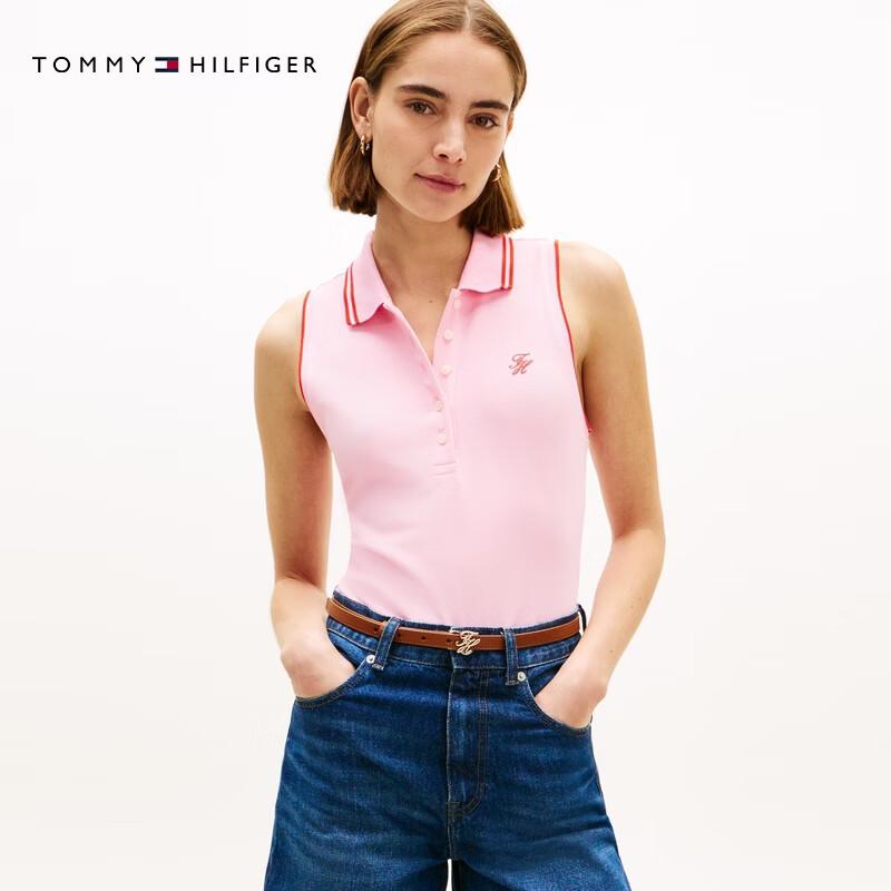 Tommy Hilfiger Women s Embroidered Sleeveless Slim-Fit Polo Top M