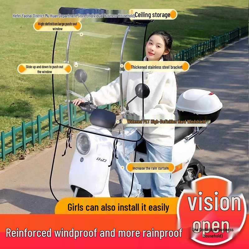 New Retractable Electric Car & Motorcycle Sunshade Tent - Pedal Folding Canopy